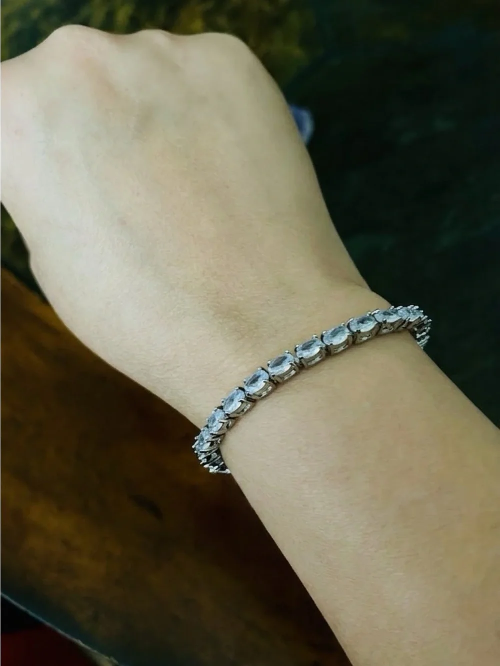 Classic Crystal Silver Tone Tennis Bracelet sz 6.5